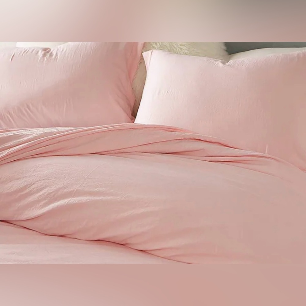 Natural Loft King Solid Duvet Cover Set Rose Quartz - Picture 2 of 6